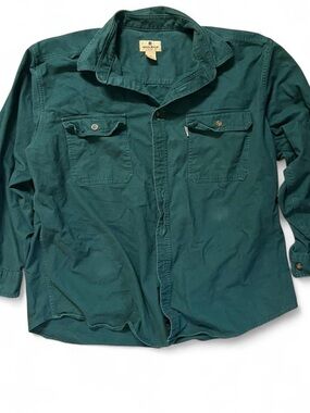 Woolrich Men's Dark forest green  Button-Up shirt